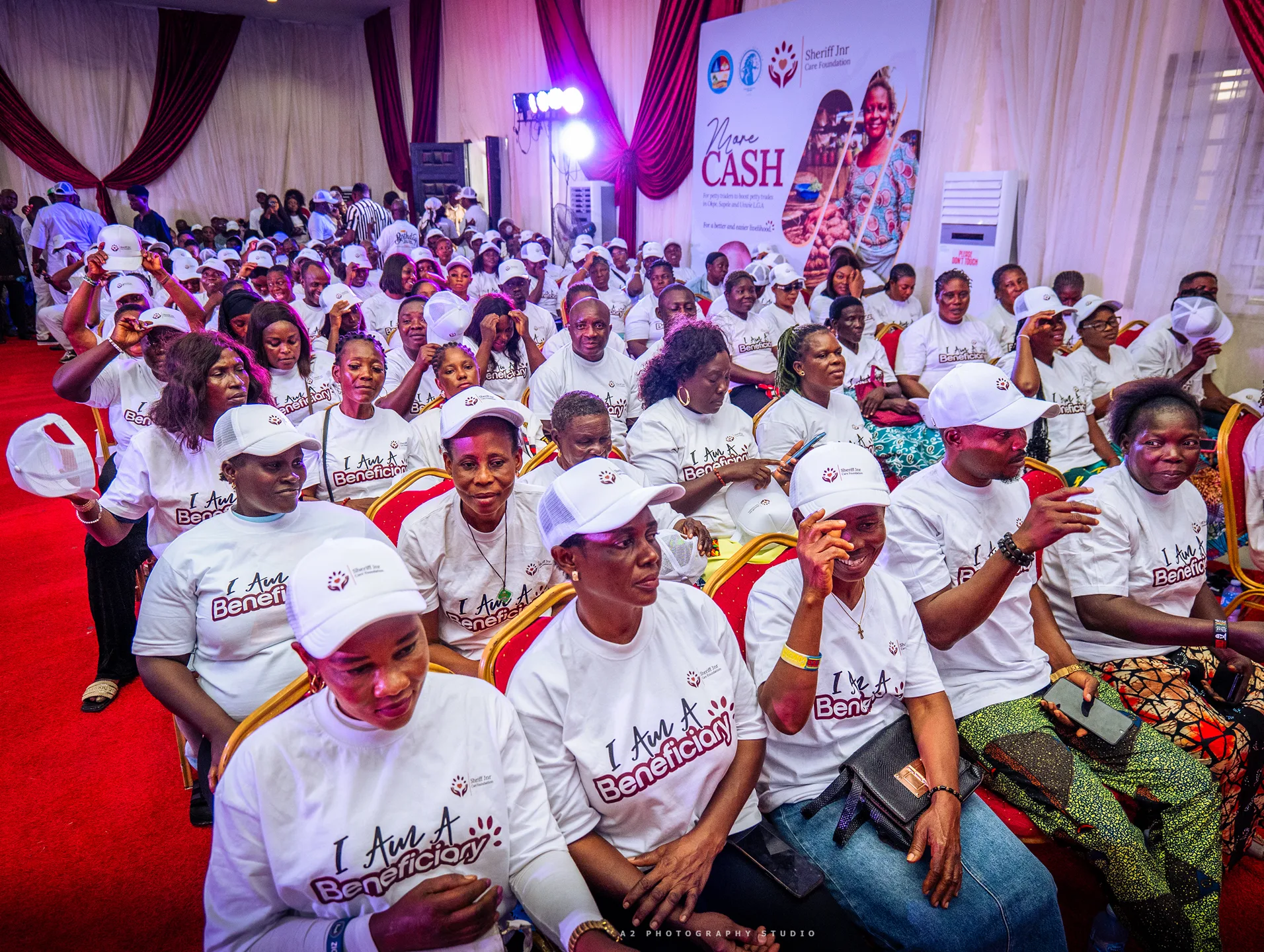 Community members gathered in the event hall.